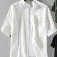 Мъжки ленени ризи , снимка 2 - Ризи - 44949596