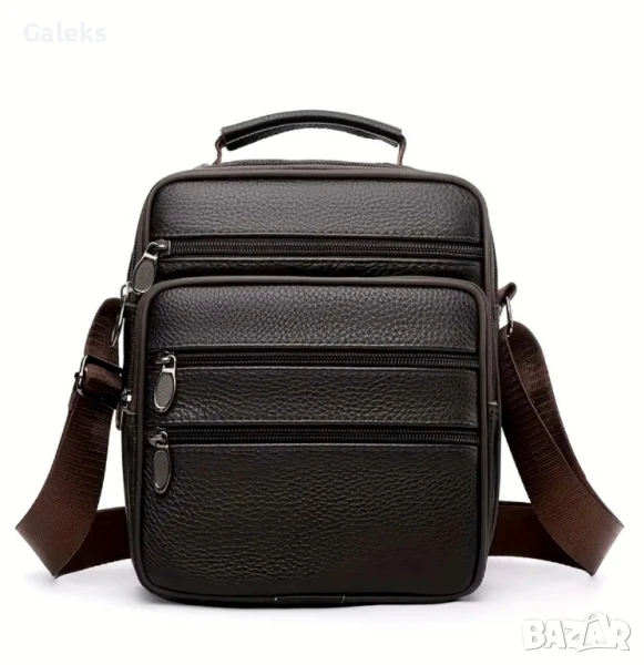 Ежедневно/Елегантна и Практична мъжка чантичка /Кафява и Черна естествена кожа!, снимка 1