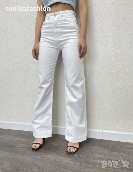 Бели дънки с широк крачол , снимка 1