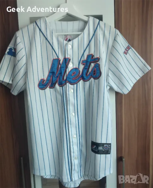 Мъжка Бяла Бейзбол Тениска Jersey Mets Размер XS MLB Американски Спорт, снимка 1