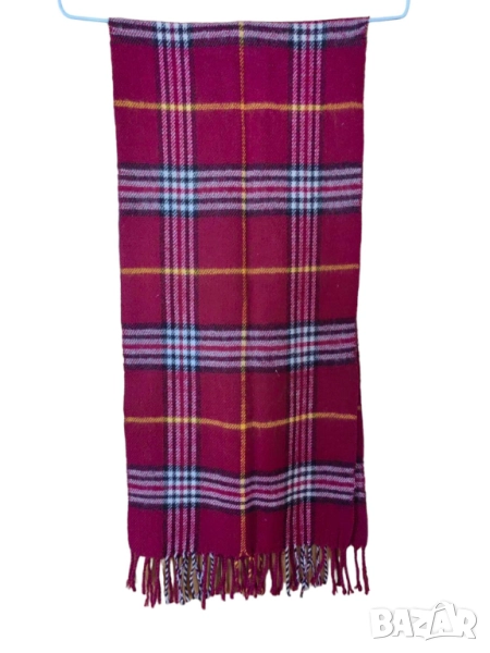 Дамски плътен кариран шал, 130x30 см, Тъмночервен, снимка 1