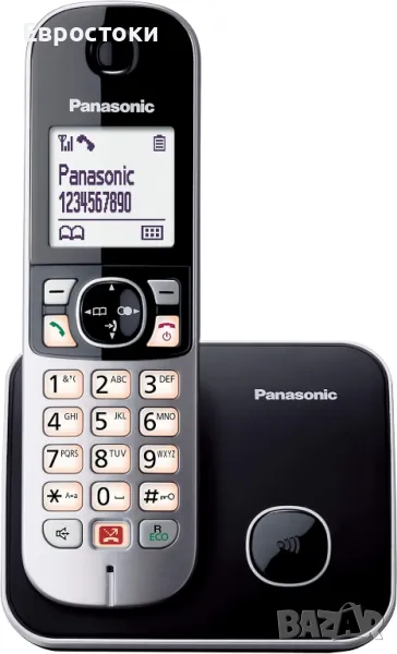 Panasonic KX-TG6851SPB Цифров безжичен телефон, базов модул и слушалка, снимка 1