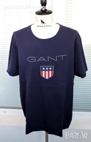 GANT Men Blue Archive Shield Crew Neck Short Sleeve T-Shirt Size 2XL, снимка 1