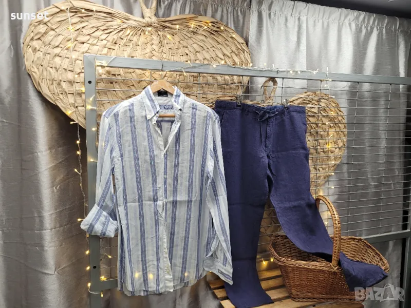 ЛЕНЕНА  бяла мъжка риза на рае+ панталон- 38 размер, снимка 1