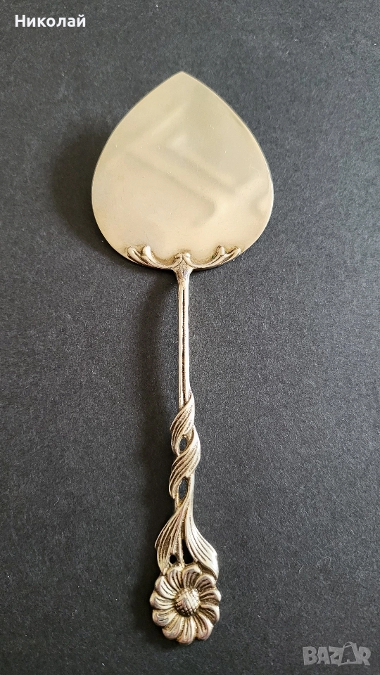 Красива Сребърна шпатула с множество маркировки , снимка 1