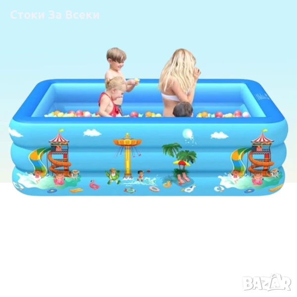 Удебелен детски надуваем басейн - Лято, изпълнено с безопасни водни забавления!, снимка 1