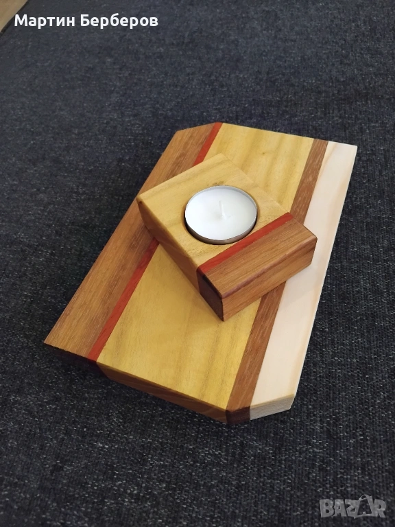 Цветна дъска + свещник , снимка 1