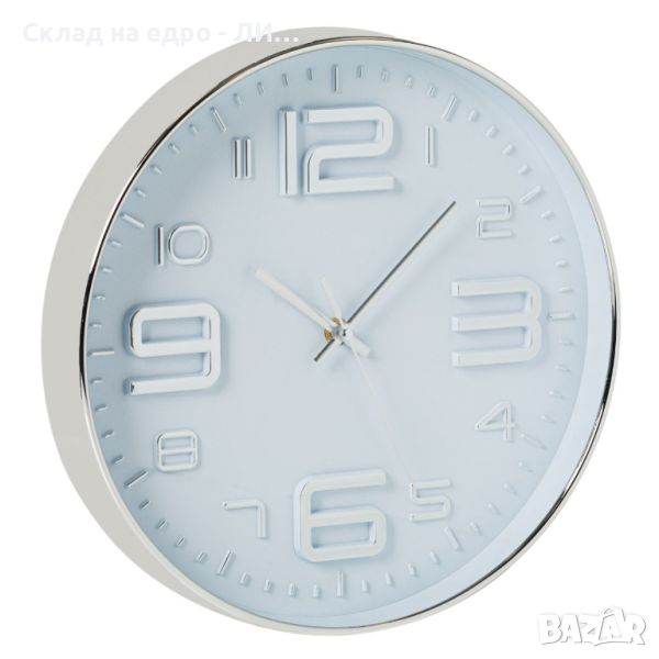 Стенен часовник Liberta, ПВЦ, Сребрист, Бял, 30см, снимка 1