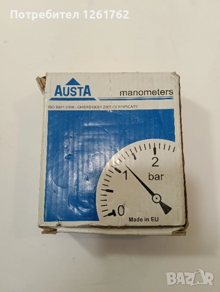Mанометър(AUSTA) :0-600BAR, снимка 1