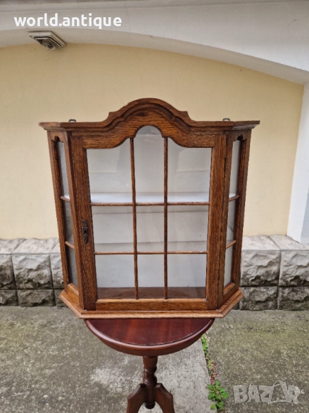 Чудесна антикварна френска дървена витрина за стена , снимка 1