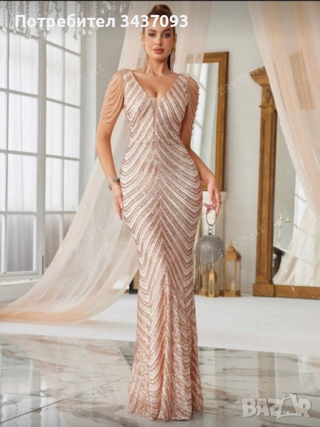Дълга официална рокля с пайети, снимка 1