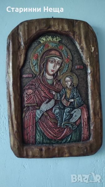 ръчно рисувана дървена икона Света Богородица , снимка 1