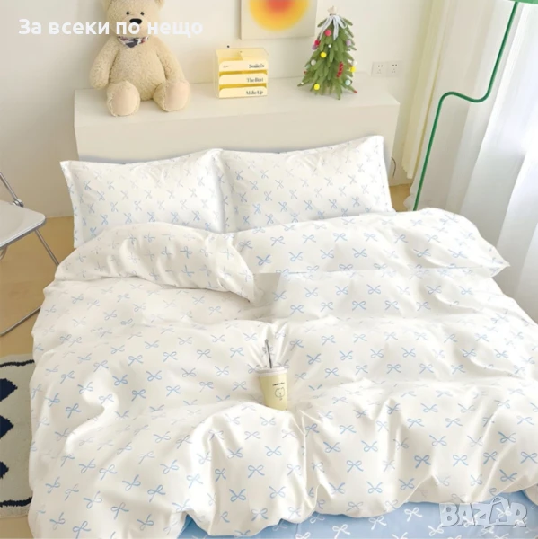 Спален Комплект С 4 Части Сини Панделки Код A765, снимка 1