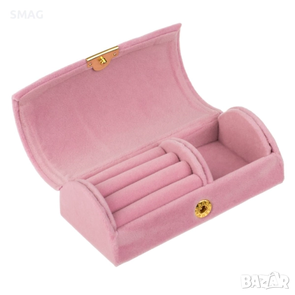 Кутийка за бижута, розов цилиндър с копче, 10.5x5.5x3.5 см, снимка 1