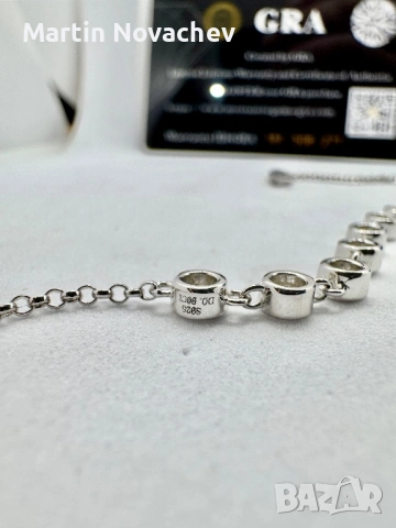 Сребърна гривна с мойсанит (Диамант) 0.9 карата, снимка 8 - Гривни - 53664048