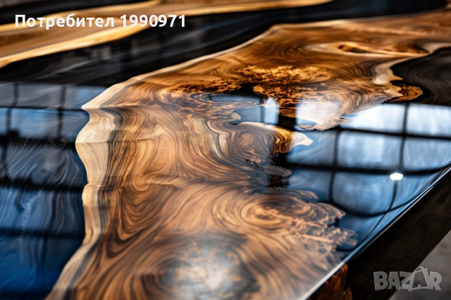 Маса от уникален дървен материал и смола ръчка изработка по поръчка