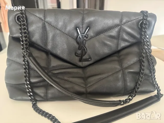 Красива дизайнерска чанта YSL от естествена кожа нова черна