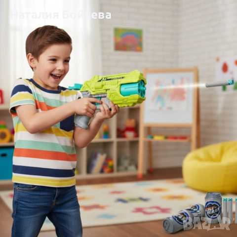 Пистолет с меки куршуми и мишени – забавна коледна играчка за активна игра, снимка 4 - Други - 53380649