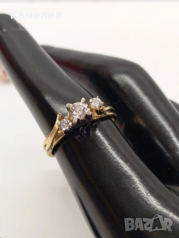 Златен пръстен с брилианти , снимка 8 - Пръстени - 54204934
