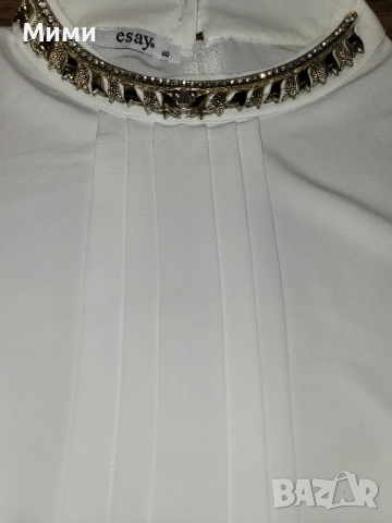 Бяла риза със златисто колие, снимка 5 - Ризи - 52207208