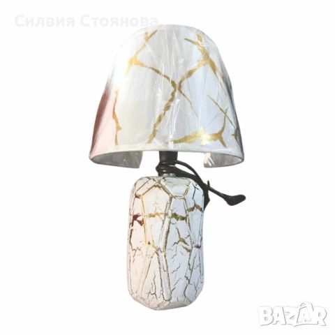 Стилна нощна лампа с елегантен мраморен дизайн, снимка 2 - Настолни лампи - 45320319
