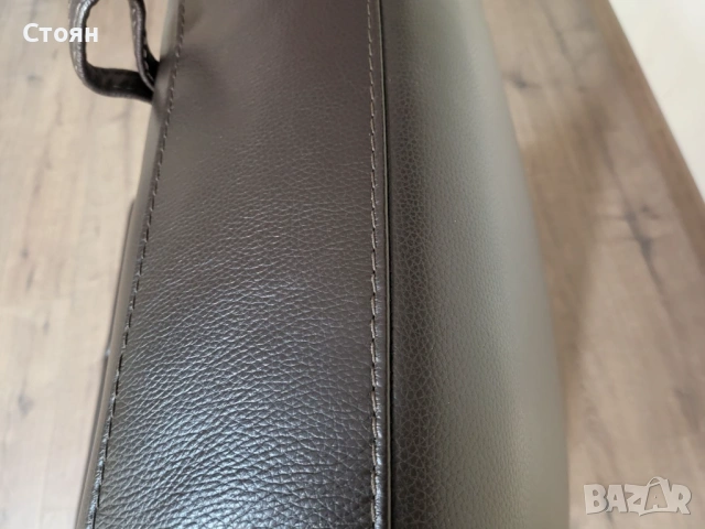 Кафява кожена табуретка с функция ракла, снимка 7 - Дивани и мека мебел - 53739881