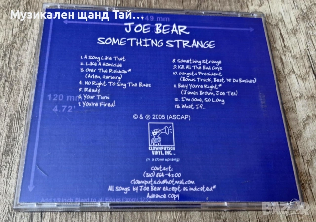 Компакт Дискове - Поп - Рок: Joe Bear - Something Strange, снимка 2 - CD дискове - 53542530