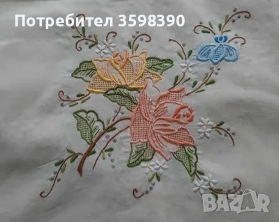 Памучна покривка с бродерия 260×170 см., 12 салфетки , снимка 2 - Покривки за маси - 54266026