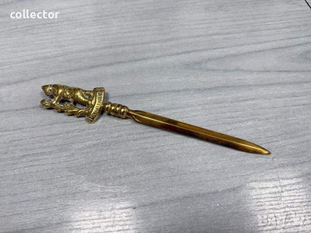 Месингов нож за писма с емблема на Уорикшир. №7698