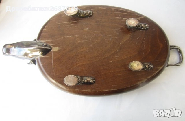 Подноси: красив метален поднос с танцова сцена, шут, бамбук, чиния, пепелник, снимка 17 - Други - 42457144