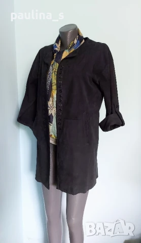 Два броя / Дизайнерско манто тип туника "Uterque", "Unbranded" / Естествен набук , снимка 5 - Палта, манта - 36890137