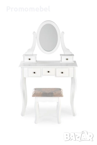 Дамска тоалетка SARA с огледало и тапицирана табуретка, снимка 5 - Тоалетки - 51975052