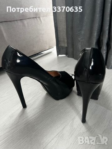 Дамски черни високи обувки на висок ток, 38 номер, снимка 5 - Дамски обувки на ток - 45567302