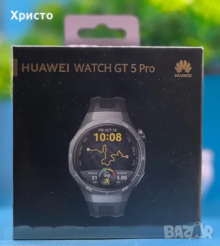 НОВ!!! Смарт часовник Huawei Watch GT 5 Pro, 46mm, Tarnish Titanium Case, Black, снимка 3 - Смарт часовници - 48697681