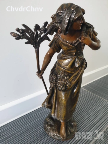 45см-3кг Moreau ЦAM статуетка/стара френска скулптура/фигура на жена-жътварка, снимка 5 - Статуетки - 53480960