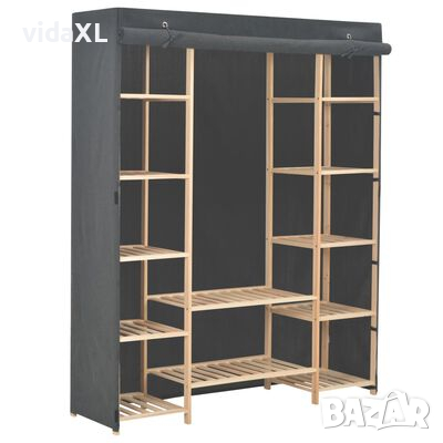 vidaXL Гардероб, сив, 135x40x170 см, текстил（SKU:248197, снимка 1 - Гардероби - 44984455