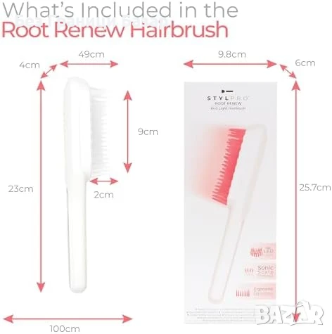 Нова Четка с червена светлина за гъста коса, масаж и терапия жени мъже, снимка 8 - Други - 51131681