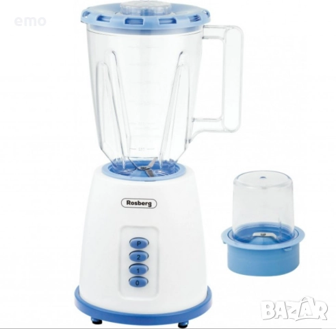 Блендер с мелничка Rosberg, 500W, 1.5л., 2скорости + Pulse, Бял, 2 ГОДИНИ ГАРАНЦИЯ