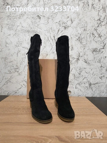 Елегантни черни ботуши U.S. Polo Assn. – Естествен велур, снимка 5 - Дамски ботуши - 53268386