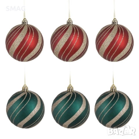 Комплект коледни топки червено-зелено-шампанени Ø6 см_1241039