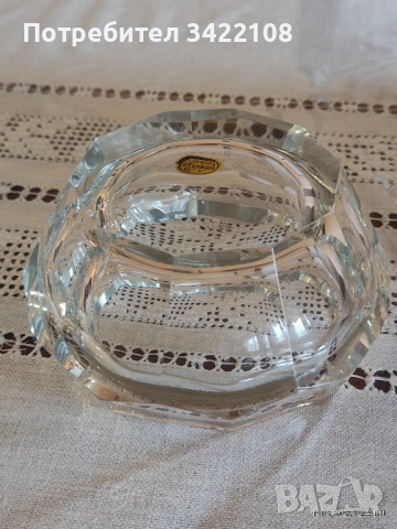 Винтидж тежък кристален пепелник на Бохемия, Чехословакия, снимка 4 - Антикварни и старинни предмети - 52318535