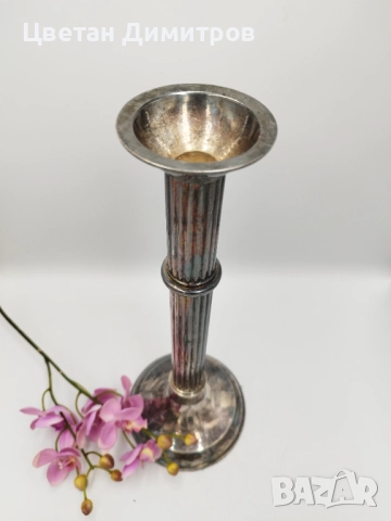 Огромен посребрен винтидж свещник, снимка 7 - Антикварни и старинни предмети - 51725318
