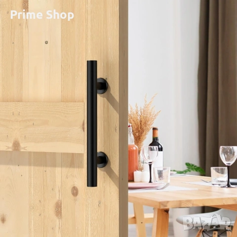 Двойни дръжки за плъзгащи врати, въглеродна стомана, 30 см, черни , снимка 3 - Железария - 53744401