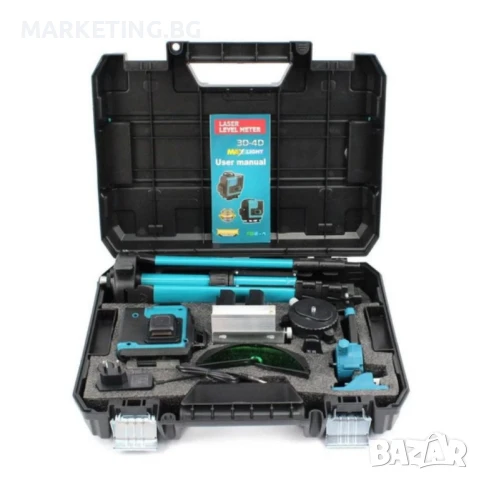 Самонивелиращ Лазерен Нивелир 4D с 16 Линии, Зелен Лазер, Тринога и Куфар, снимка 4 - Измервателни инструменти - 50536242