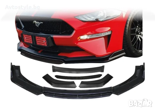 Спойлер за предна броня, Универсален черен от 4 части, снимка 1