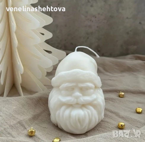 3D дядо Коледа глава силиконов молд форма свещи гипс сапун смола фондан , снимка 2 - Форми - 52297156
