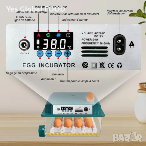 CoInceptus инкубатор 12–16 яйца – автоматично обръщане и влага, снимка 5 - Други животни - 50952199