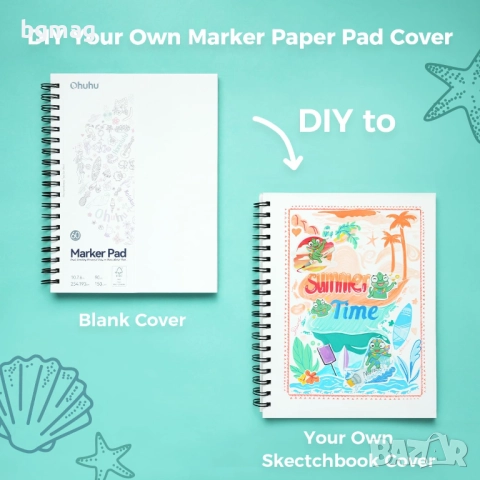 Ohuhu двустранен скицник 254 x 193 mm, 60 страници/30 листа - 150 g/m² Блок за рисуване, снимка 2 - Ученически пособия, канцеларски материали - 52186783