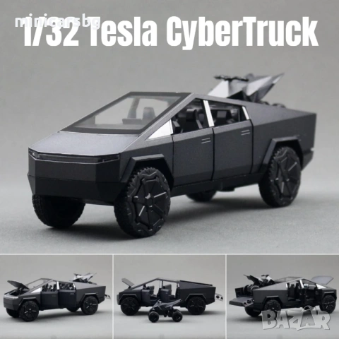 Метални колички: Tesla Cybertruck 1:32 метален модел с ATV, снимка 4 - Колекции - 54222187
