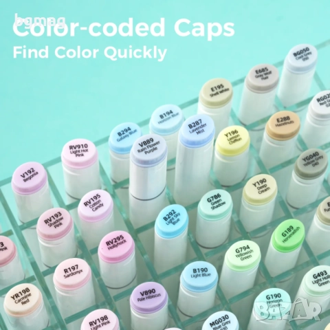 Ohuhu Oahu-01 Art Markers Set-перманентни маркери, комплект 48 пастелни цвята, снимка 8 - Ученически пособия, канцеларски материали - 52190713